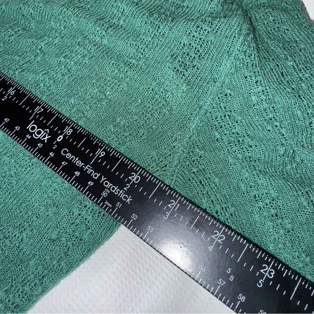 Free People Knit Pointelle Sweater Top Green V-Neck sz M